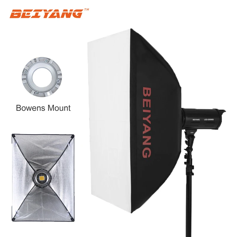 

BEIYANG 50x70cm Портативный прямоугольный софтбокс Whit Bowens для фотостудии фотографий Профессиональный непрерывного светильник Системы крепление ...