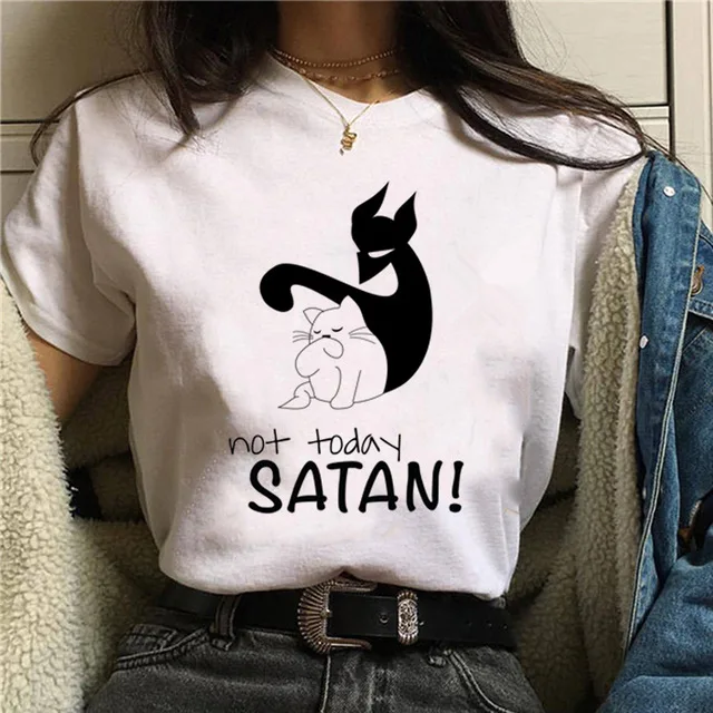 Не сегодня Ария Старк Письмо печати Футболка для женщин Nope Not Today сатана Харадзюку