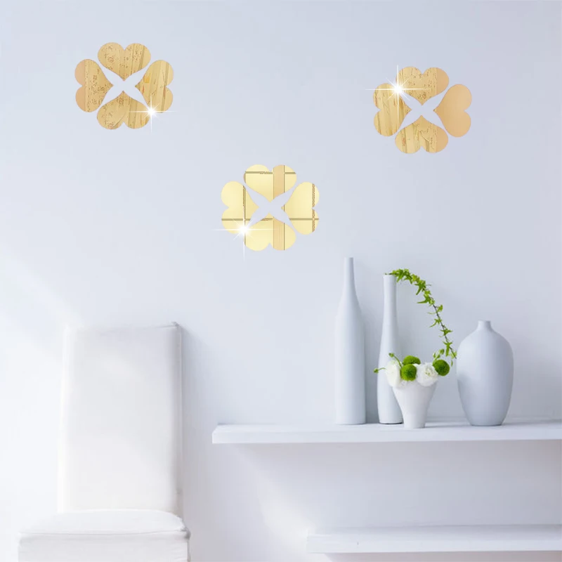 10 шт. 3D наклейки на стену с сердечком и аркрилическим зеркалом DIY художественная