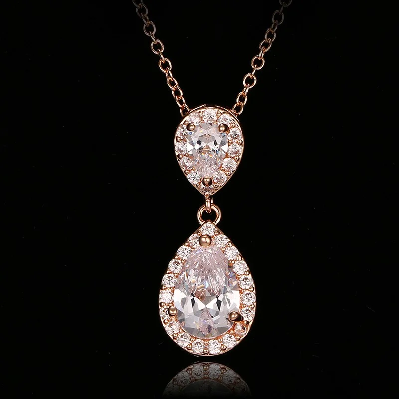 

AMC Hot Sale Fashion Jewelry Luxury Long Female Drop Cubic Zirconia Pendant Necklace Women's Wedding Party Jewelry Gift