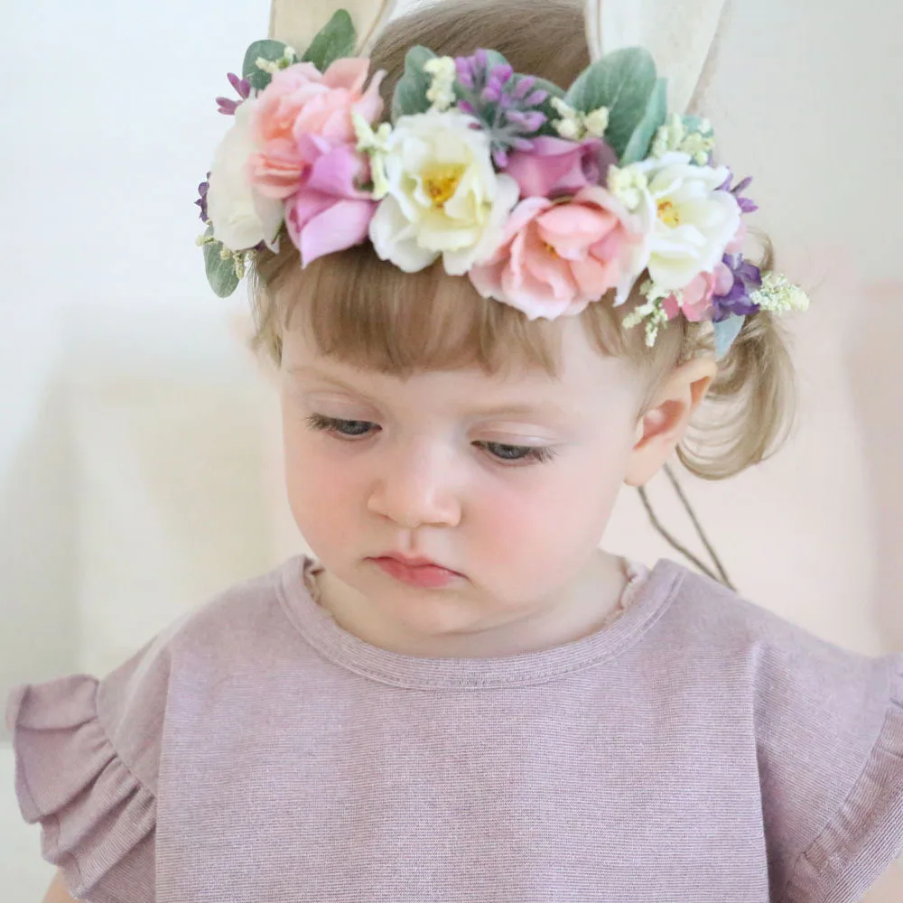

Artific Flower Deer Rabbit Ears Baby Headbands For Girls Handmade Hair Band Hairband Newborn Accessories Photography Props