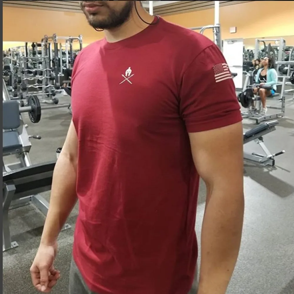 Футболка мужская Спортивная с коротким рукавом приталенная дышащая для