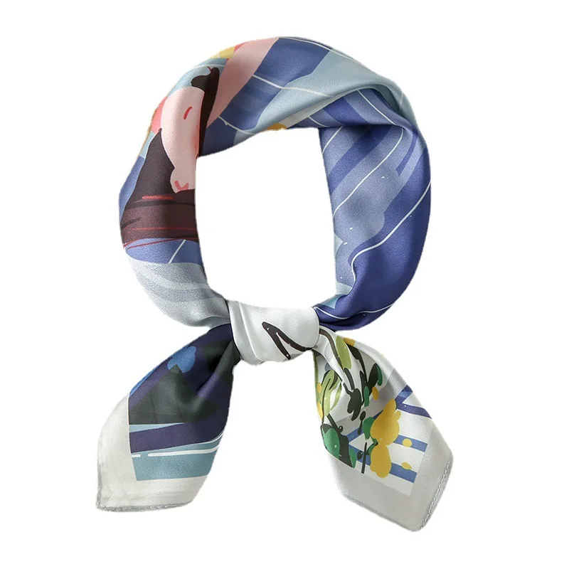

Women's Square Scarf Korean Trendy Print Neck Scarves Elegant Handkerchief Casual Wild Shawl Bandana Multifunction Foulard