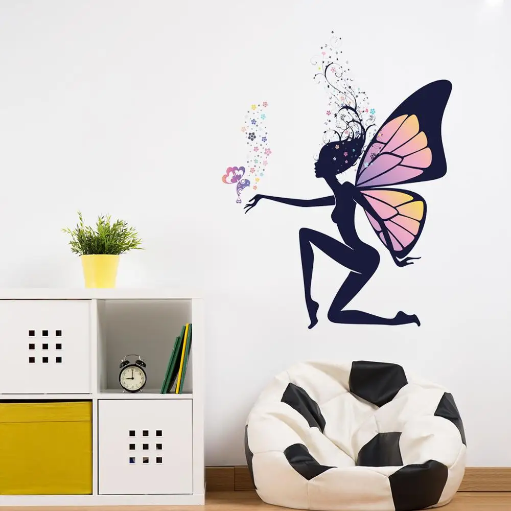 Новый стиль бабочка Elf Настенная Наклейка для девочки гостиной настенное