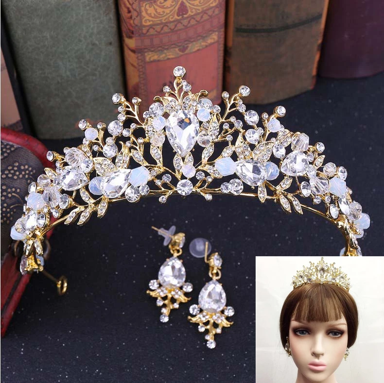 Королевская Тиара для свадьбы королевская невесты короны и клипсы серьги