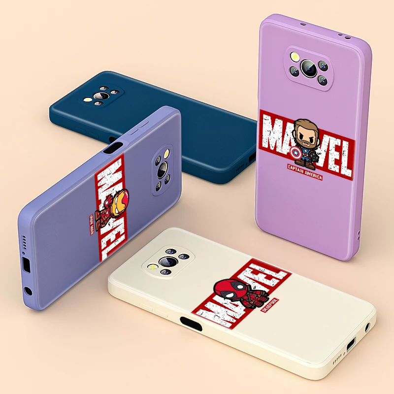 

Liquid Silicone Soft Cover Marvel Hero Letter For Xiaomi Poco X3 NFC X2 M3 F3 GT C3 Mix 4 CC9 A3 Pro Lite Phone Case