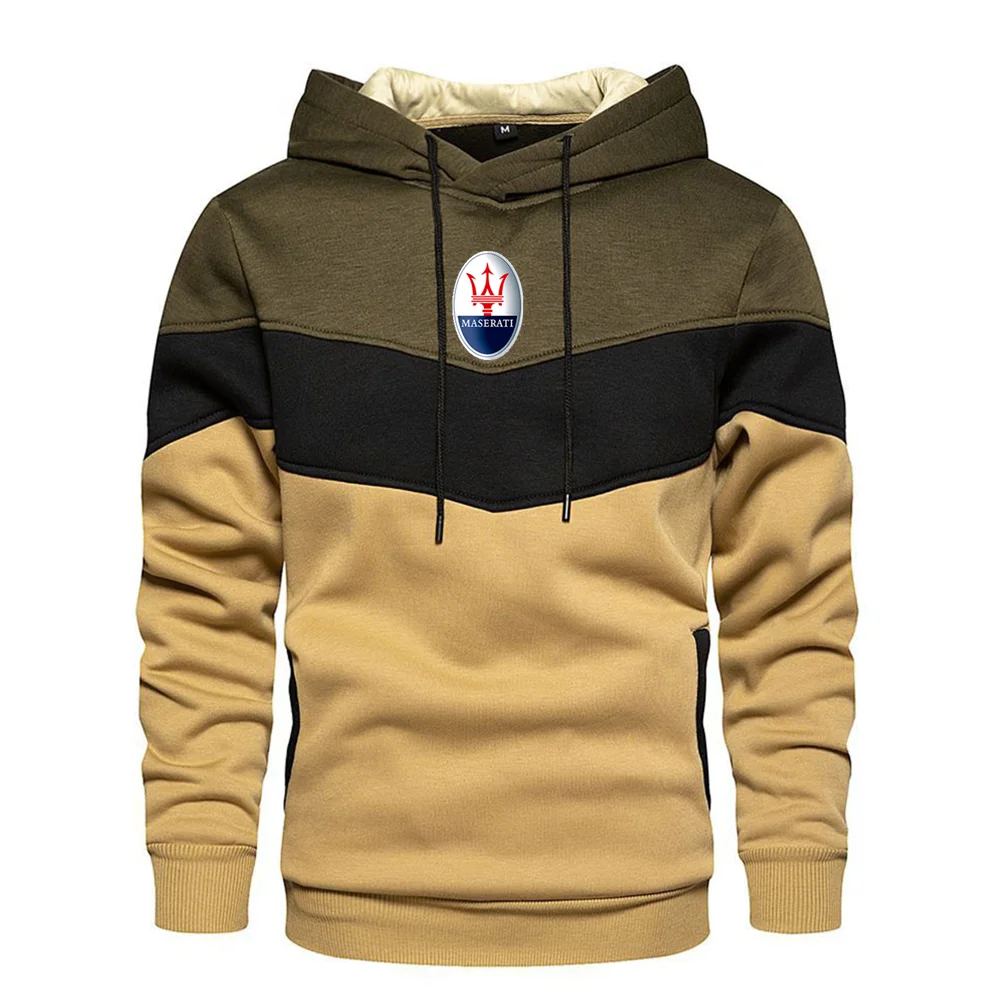 

Winter New Maserati Logo Men's Hoodie Fashion Stitching Brand Printing Street Basic Large Size Couple Pullover Jacket Ouma S-2XL