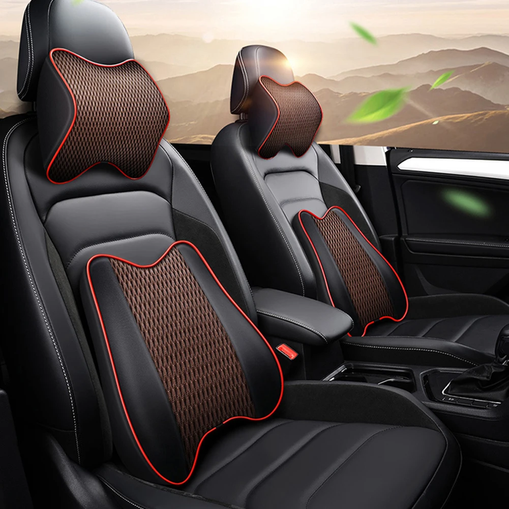 

Car Seat Neck Pillow Waist Cushion Auto Accessory Memory Foam Headrest Lumbar Backrest Support for Travel Spine Decompression