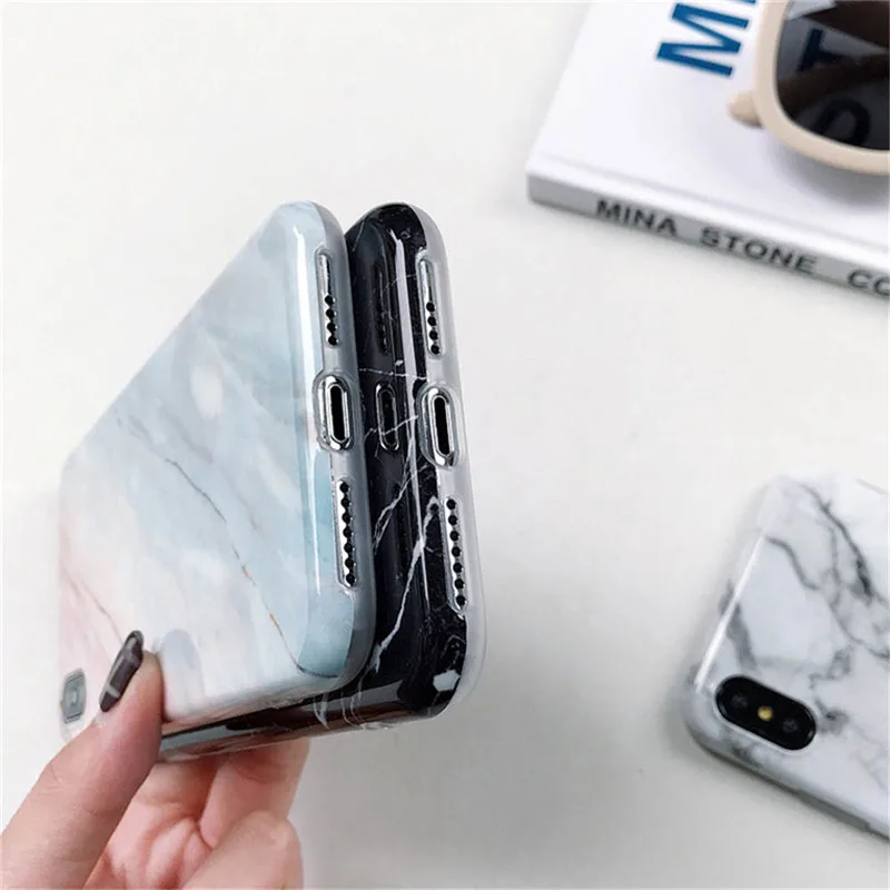 

Ottwn Marble Stone Texture Phone Case For iPhone 12 Mini Pro Max 11 Pro Max X XR XS Max 7 8 6s Plus SE 2020 Soft IMD Back Cover