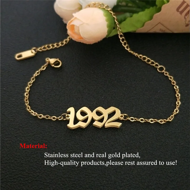 От 1991 до 2000, ножные браслеты для детей с датой рождения и цифрами в английском стиле, женский браслет BFF, ювелирные изделия, Tobilleras Pulsera Para Tobillo