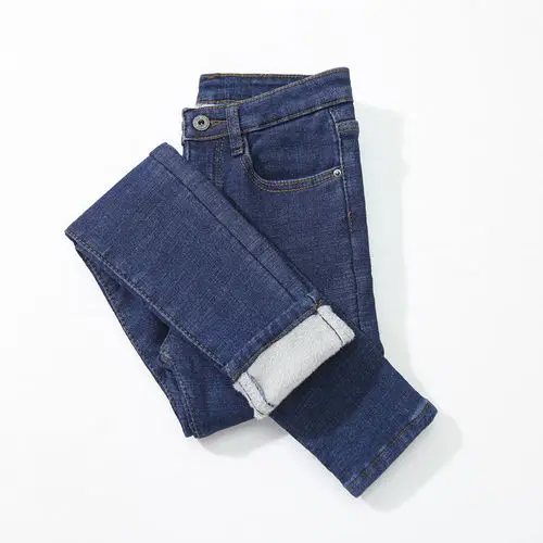 dark-blue-gray velet Плюс вельветовые джинсы женские повседневные брюки джинсы с высокой талией узкие брюки с эластичной резинкой на талии модные джинсовые брюки зимние теплые большие размеры 34 - Цвет: dark-blue-gray velet