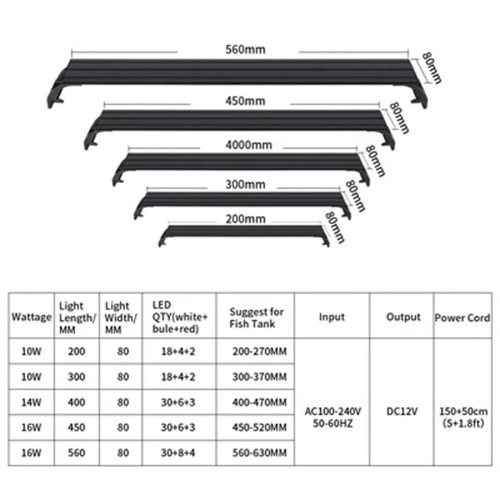 

14-16W Power Aquarium LED Lighting With Adjustable Bracket For Fish Tank Fish Plant With Timing Aquarium Landscaping Lights