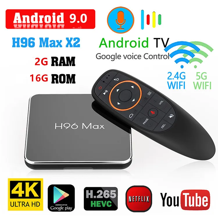 STB.16GS905X2-V.BK H96 MAX X2 4K медиаплеер H.265 Amlogic S905X2 Android tv Box Android 9,0 Mart телеприставка для IP ТВ Поддержка голосового управления - Цвет: STB.16GS905X2-V.BK