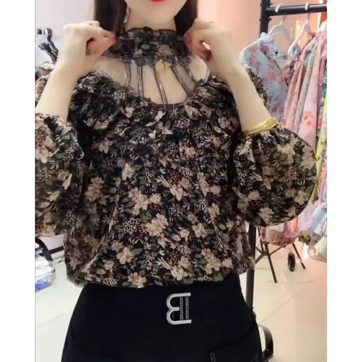 

Woman Tshirts Chiffon Shirt Women's Long-Sleeved Autumn Top Loose Women's Autumn Tops Mujer Camisetas