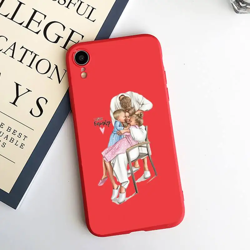 

Love family Mom and baby Phone Case Candy Color for iPhone 6 7 8 11 12 s mini pro X XS XR MAX Plus