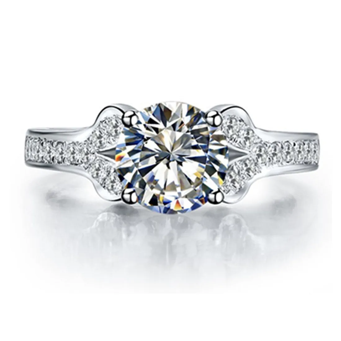 

Test Positive 925 Silver Brand Ring Moissanite 2CT Lab Diamond Ring Engagement Female Jewelry Silver Ring Wedding Custom Jewelry