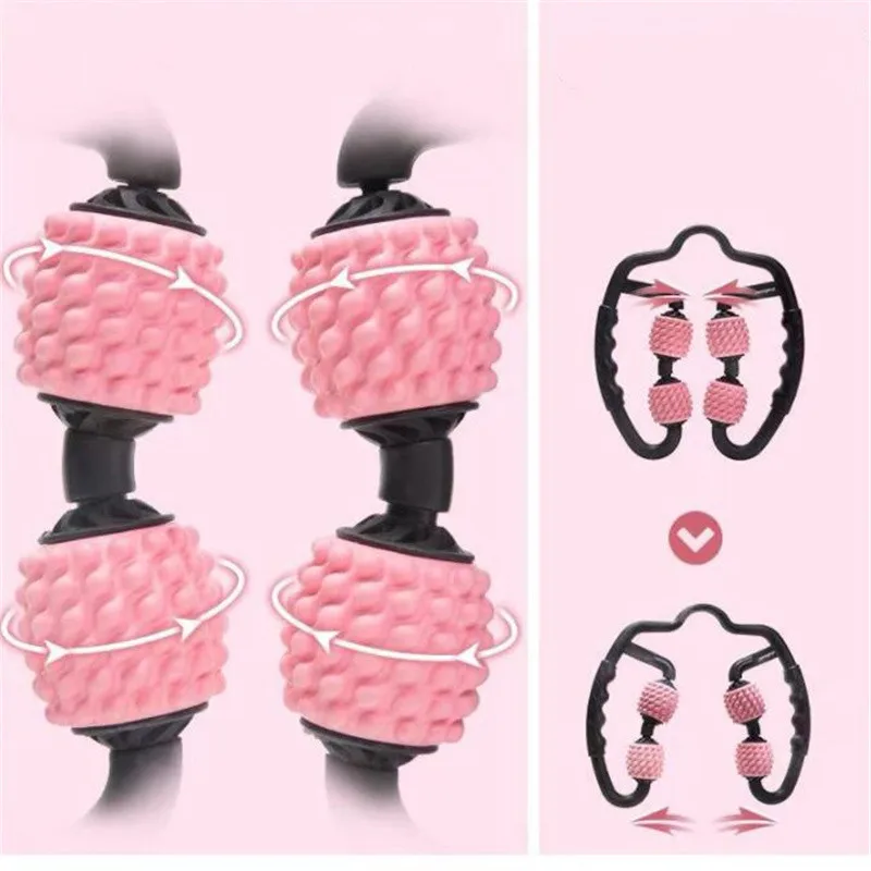 

U Shape Trigger Point Massage Roller for Arm Leg Neck Muscle Tissue for Fitness Gym Yoga Pilates Sports 4 Wheel