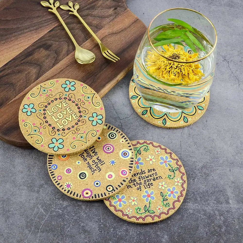 Творческий Co4pcs набор подстаканников винтажный с буквенным принтом круглый