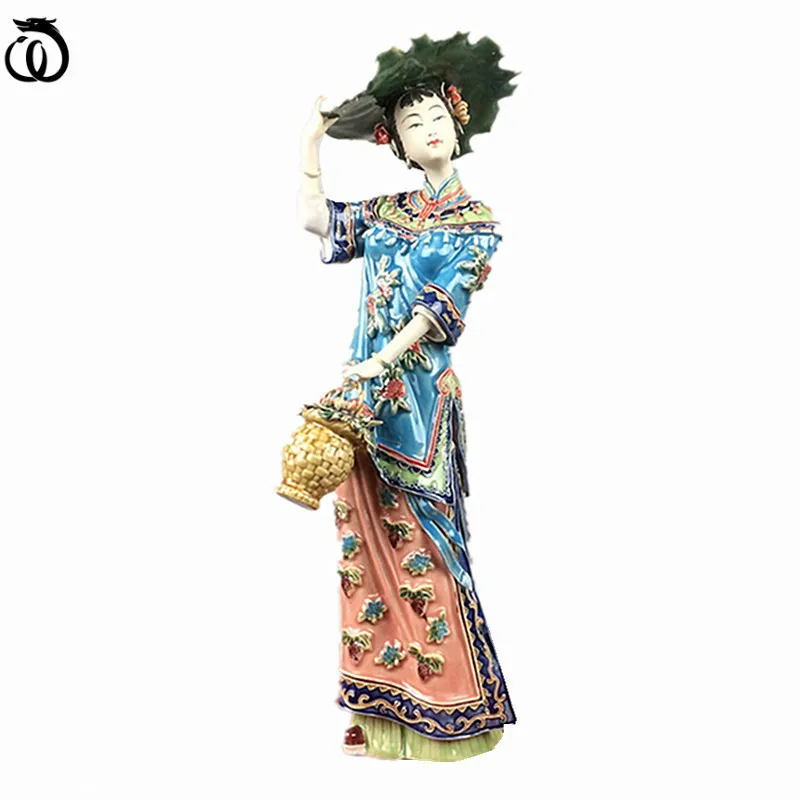 

WU CHEN LONG Classical Jinling Twelve Beautiful Women Statue Dream Red Chamber Lady Art Sculpture Ceramic Craft Home Decor R6936