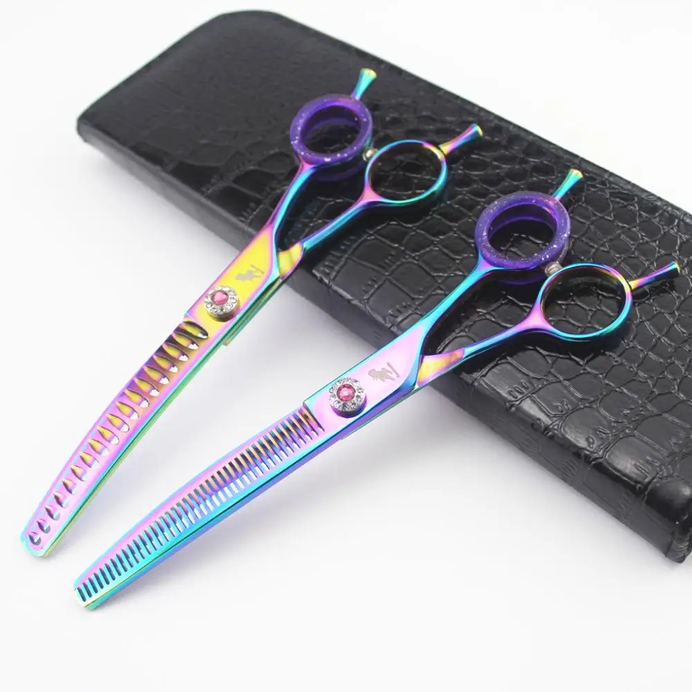 7 дюймов Pet нисходящие изогнутые филировочные ножницы 400c профессиональные для