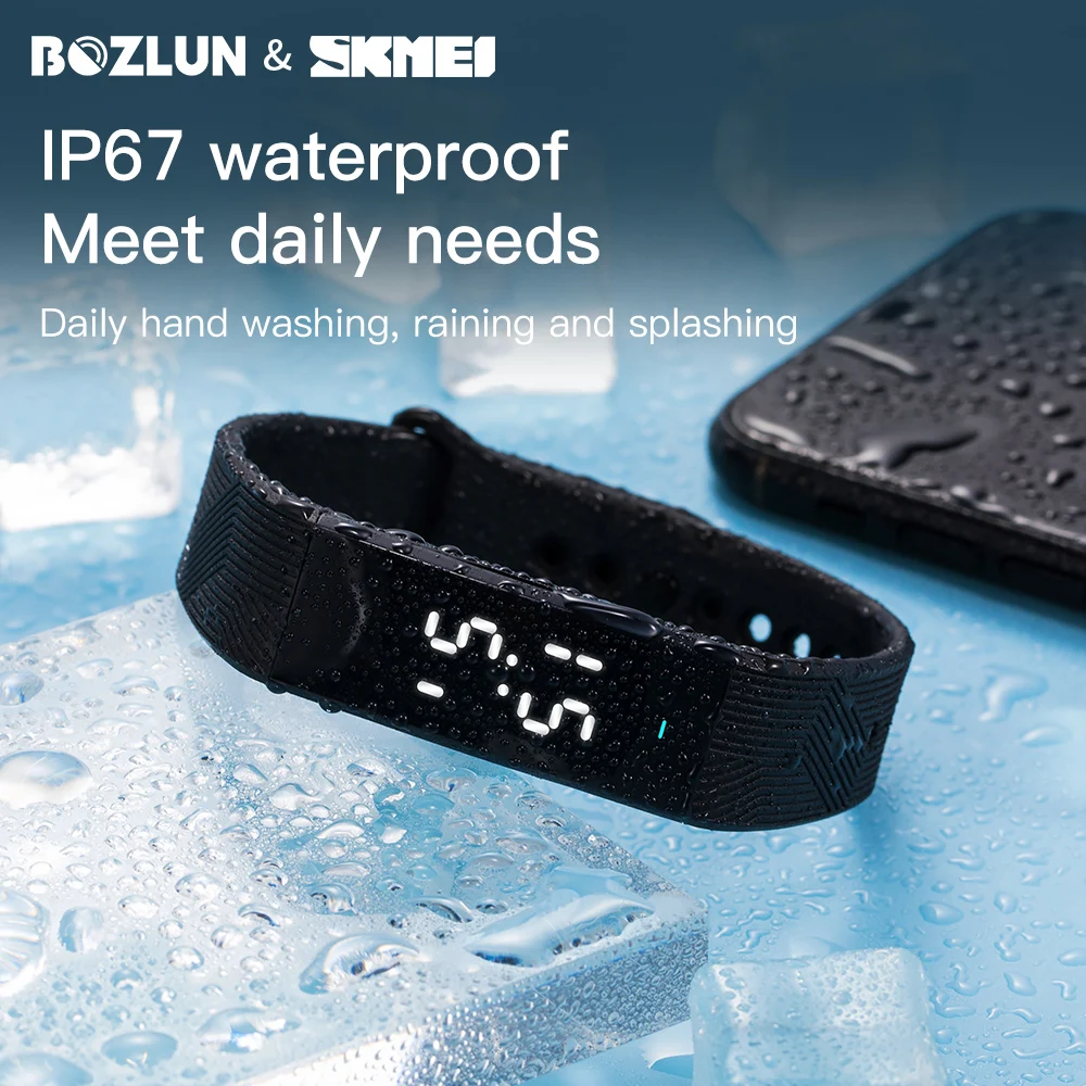 

SKMEI LED Touch Screen Women Men Digital Sports Bracelet USB Charging IP67 Waterproof 60 Days Standby Time Couple Clocks