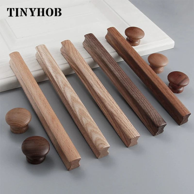 Натуральная древесина мебельные ручки для кухни дверные шкафа ящиков из бука