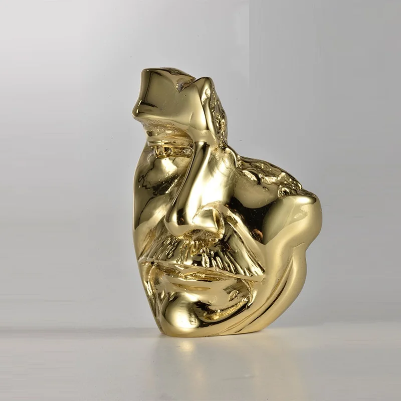 

Modern European Style Abstraction Geometry Human Face Bronze Masks Sculpture Living Room Desktop Decoration Art&Craft X5536
