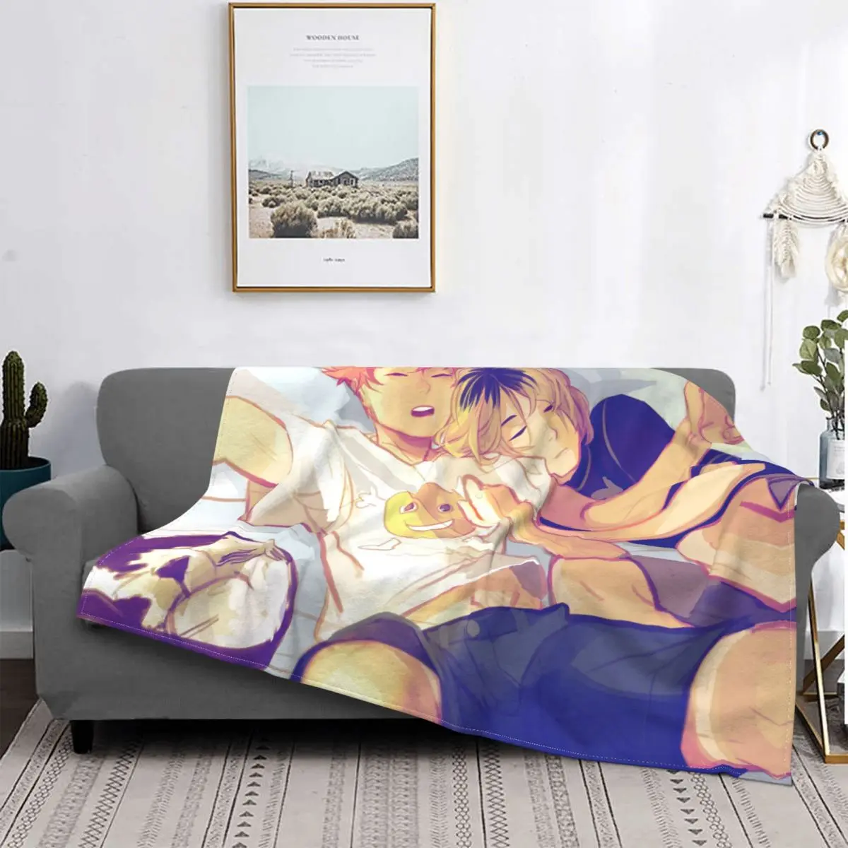 

Manta de Lana Kenma Hinata, Haikyuu, ropa de cama de Anime japonés, edredón de dormitorio supercálido para oficina