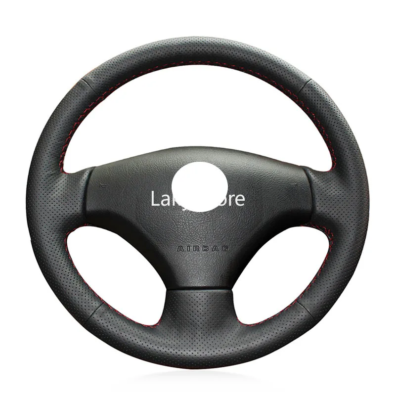 

DIY Hand-stitched Original Artificial Leather Car Steering Wheel Cover For Peugeot 206 2007-2009 207 Citroen C2 BLACK 15in 38cm