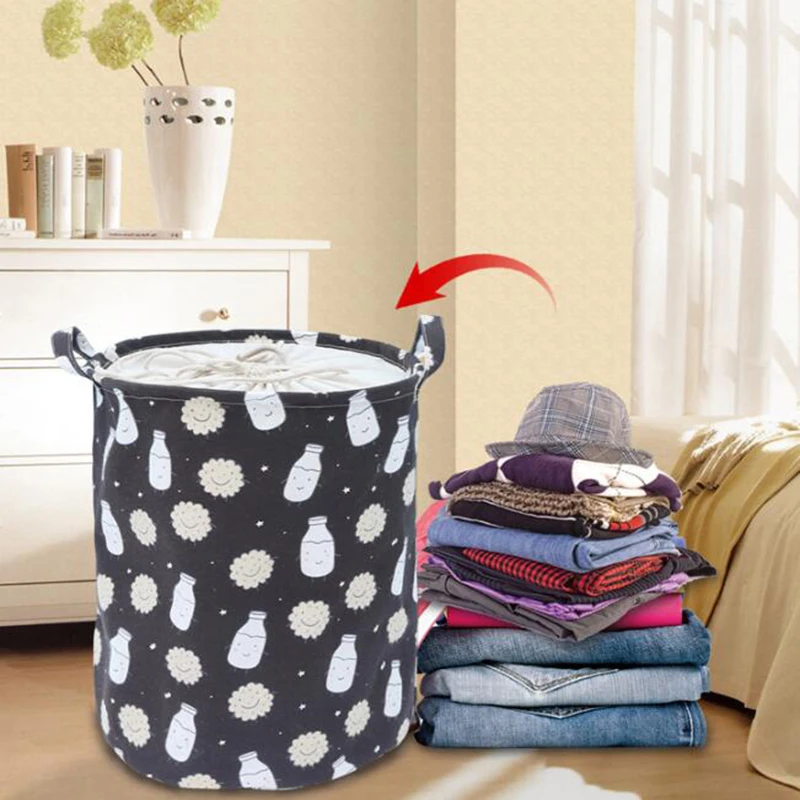 

New Kids Cartoon Toy Storage Basket Laundry Basket Storage Basket Large Cotton Linen Clothes Sundries Basket YB090M19