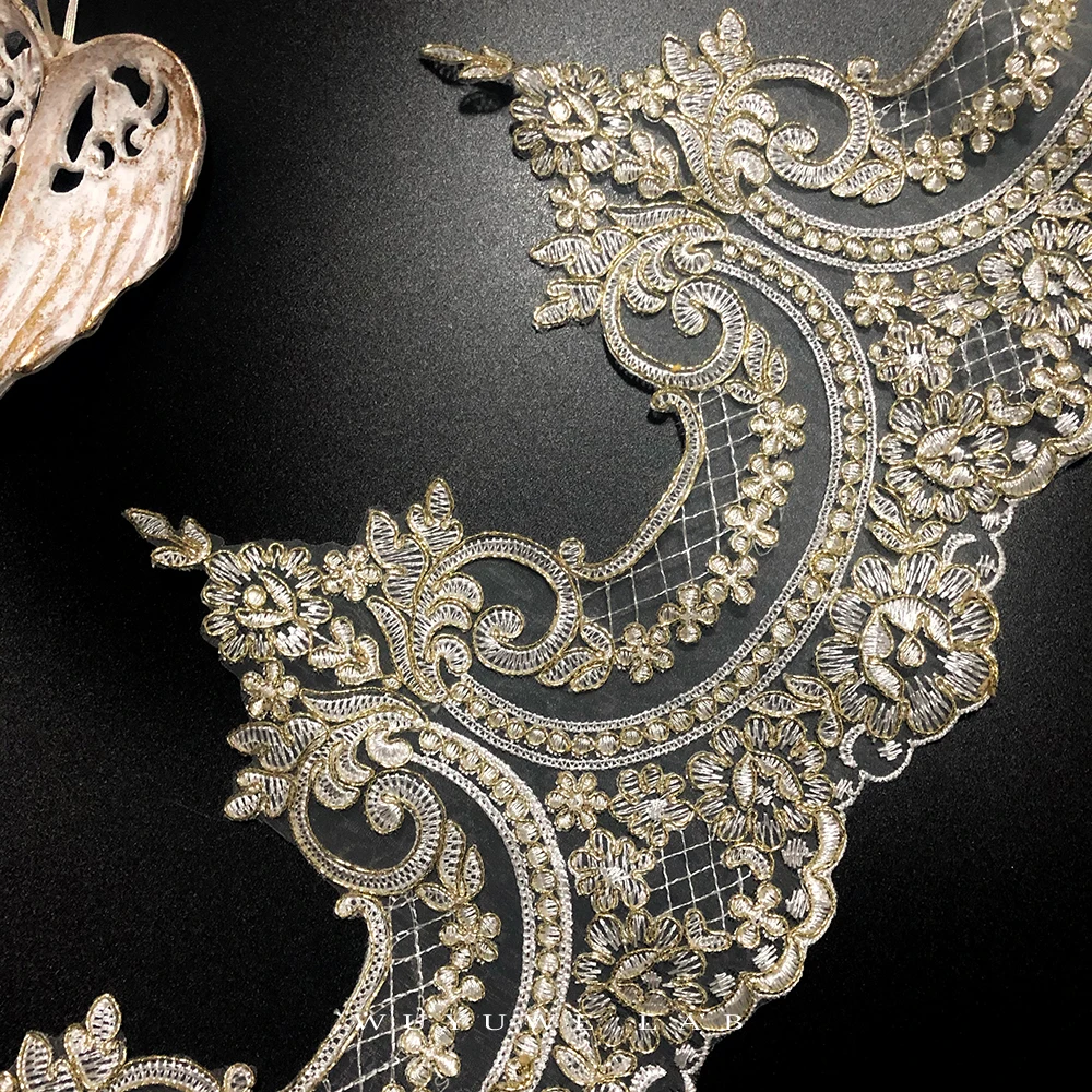 Изысканная ткань с золотыми веревками 1 ярд венецианская сетка цветами