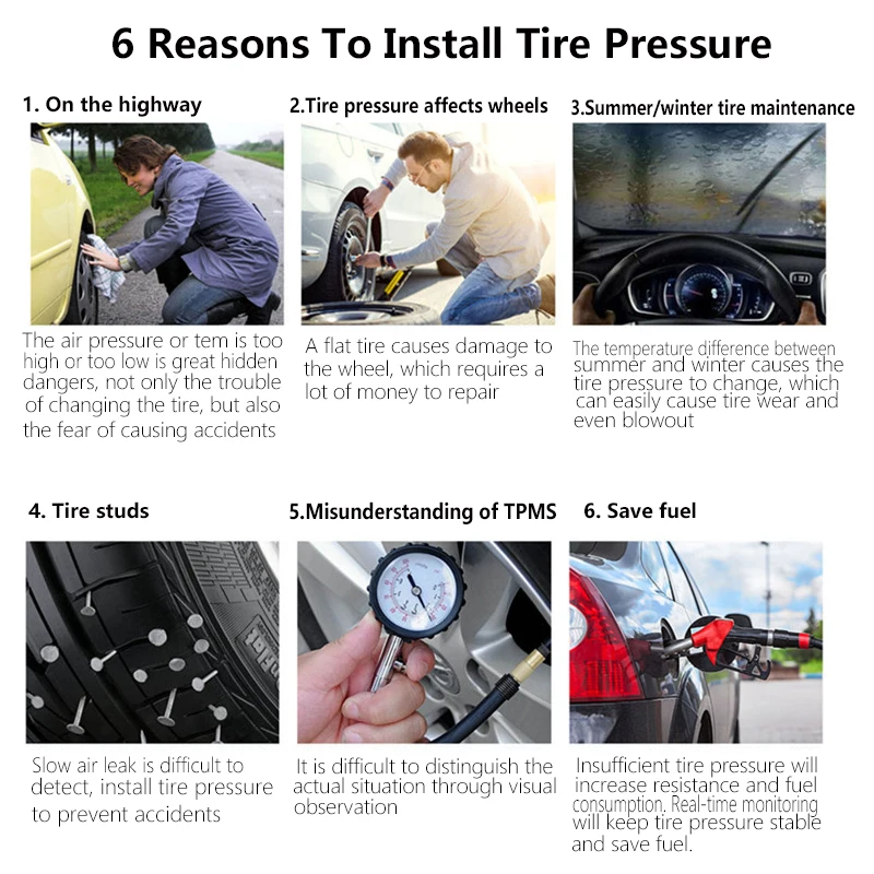 

4Pcs Universal TPMS Car Tire Pressure Monitoring System Bluetooth 4.0 Low Energy Display On APP DC 3V 4 Internal Sensors VC601