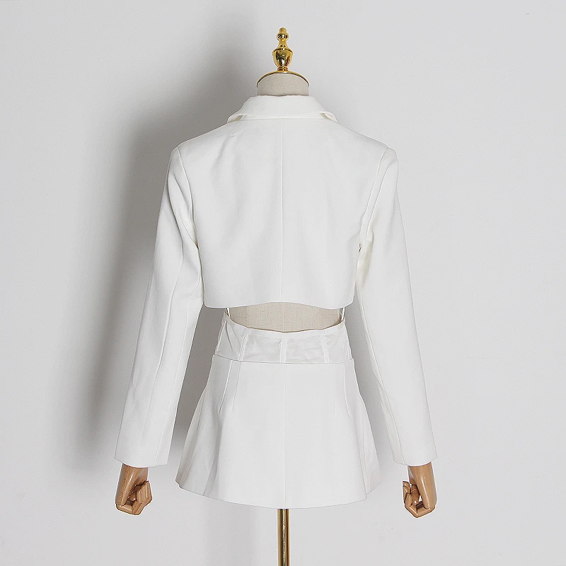 TWOTWINSTYLE белый лоскутный элегантный блейзер для женщин зубчатый длинный рукав