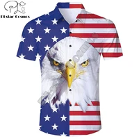 summer harajuku short sleeve shirts funny american flag eagle 3d printed hawaiian shirt mens harajuku casual shirt drop shipping