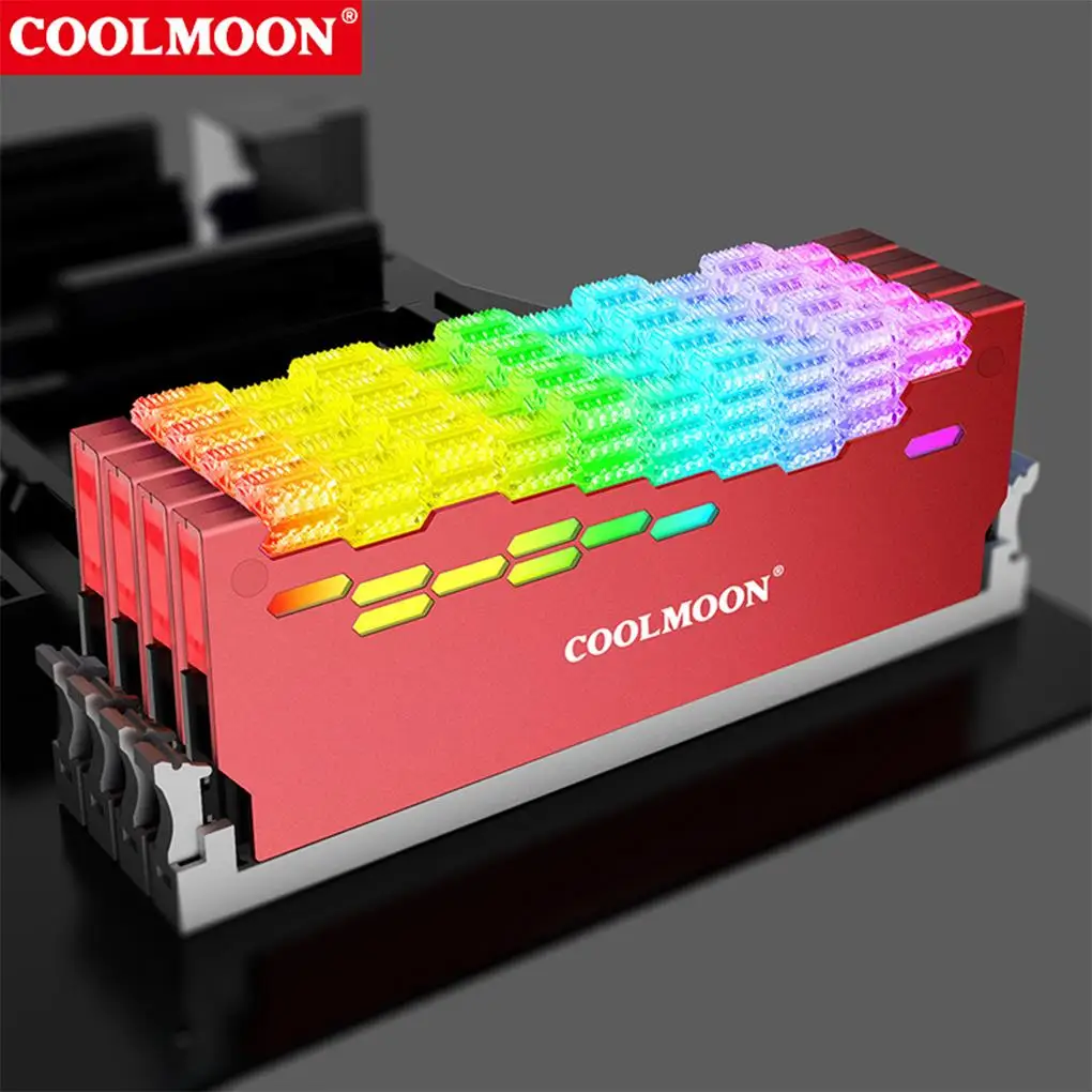 

COOLMOON Dragon Armor AURA SYNC Aluminum Alloy RAM Shell Radiator MOD 2Pcs A-RGB RAM Armor Rainbow Lighting Memory Cooler