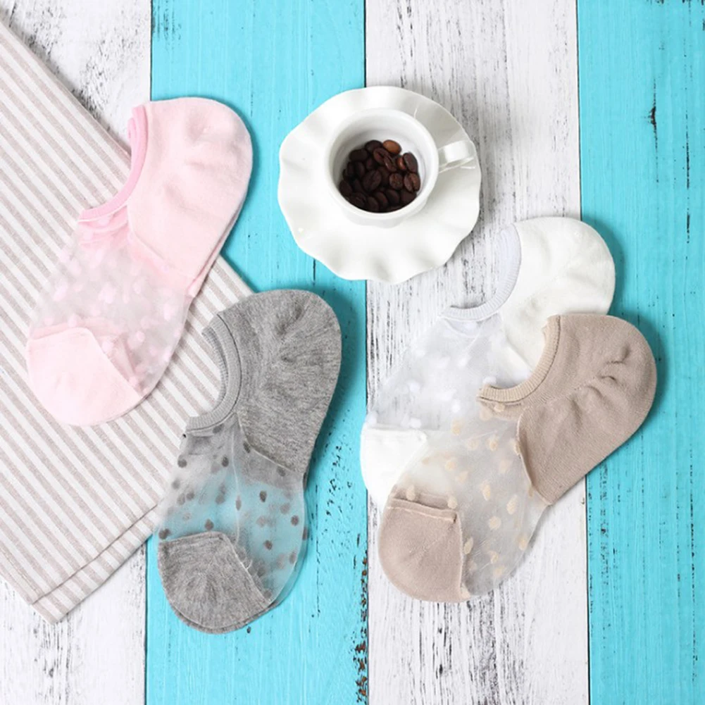 

1Pair Silk Lace Women Socks Comfortable Dot Spring Summer Wear Low Ankle Invisible Elastic Short Socks Thin Breathable Sock