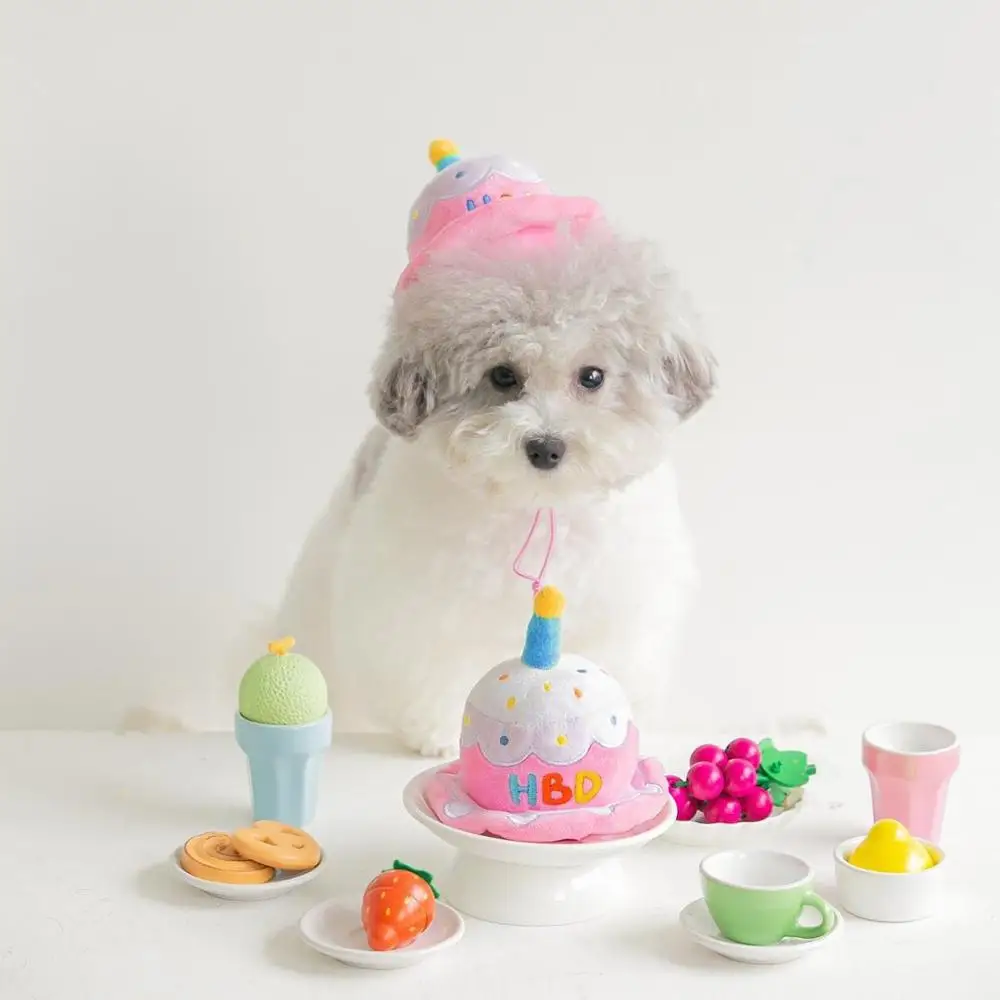 Корейский Шляпа-торт ко дню рождения собака игрушки плюшевые милая Укус