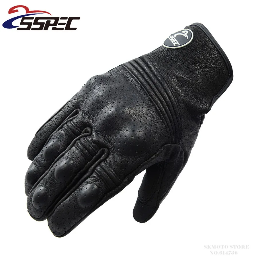 Перфорированные мотоциклетные кожаные перчатки SSPEC для мотокросса с сенсорным