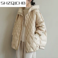 shzq high quality 90 white duck down jacket woman korean coat female oversized hooded parkas winter 2021 mujer chaqueta 96 lw