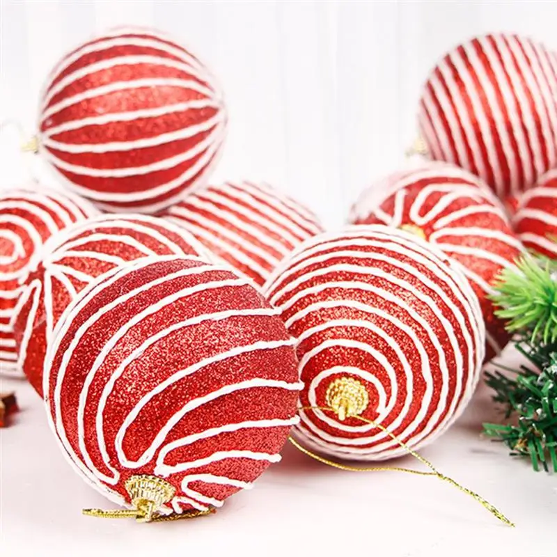 Рождественские шары 8 см красные окрашенные елочные подвесные из пенопласта