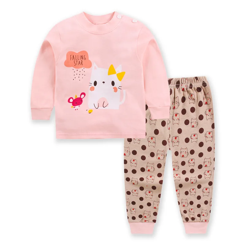2020 Autumn New Children's Clothes Set Cotton Baby Boys Girls Round Neck Long Sleeve Pants Suit Size 73-110cm | Детская одежда и