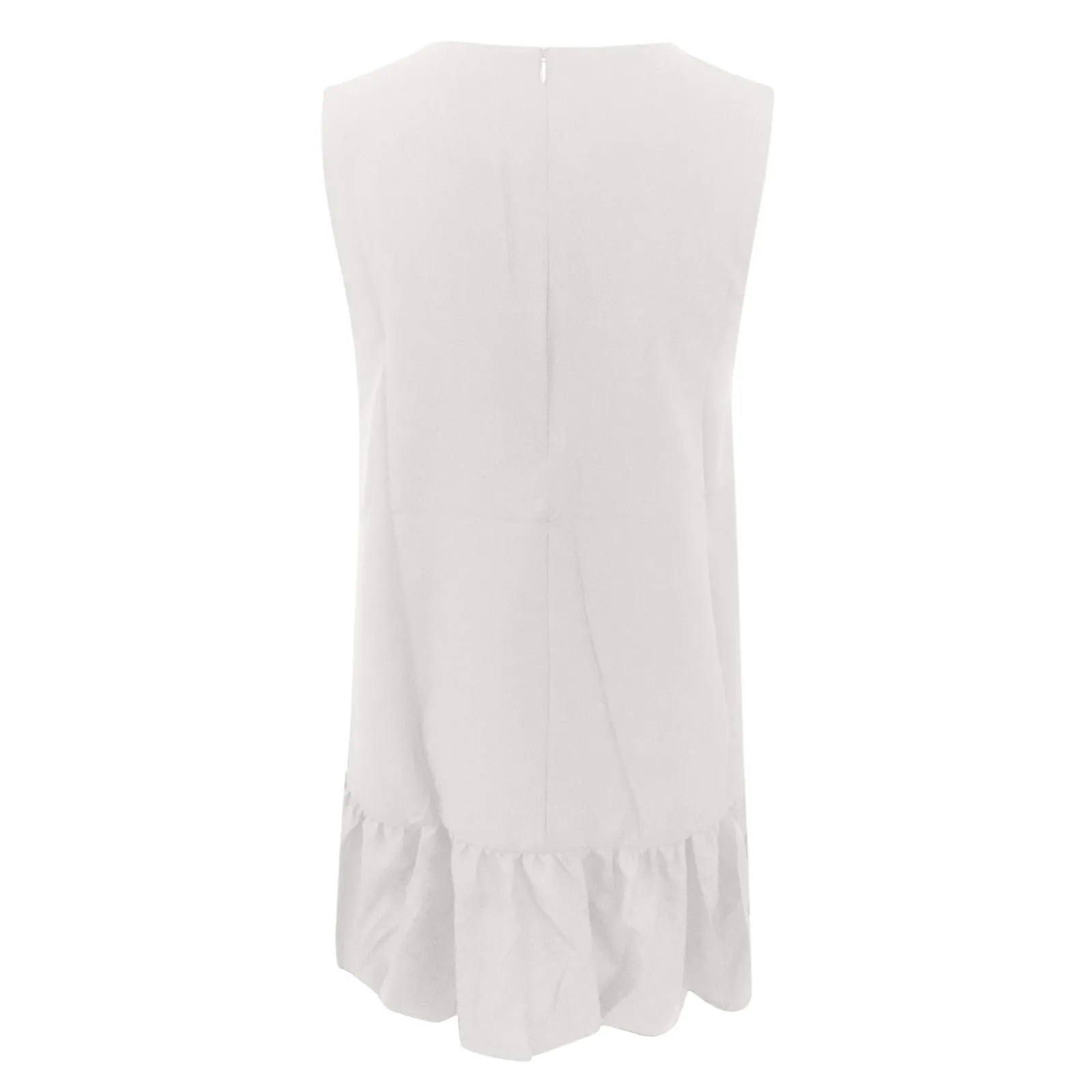 

Women's Dresses Casual Loose Round Neck Pullover With Sleeveless Solid Ruffle Summer Dress Plus Size Loose Casual Vestidos Robe