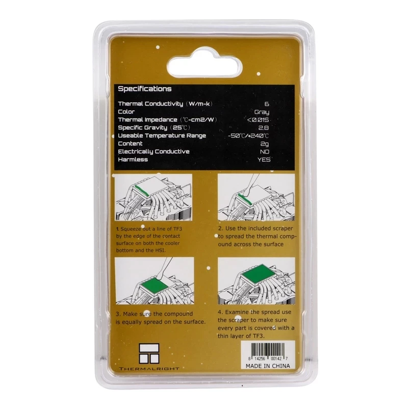 Thermalright TF3 2g thermal grease 6W/m.k high-end Heat Sink for CPU GPU cooler with scraper long service life non-conductive |