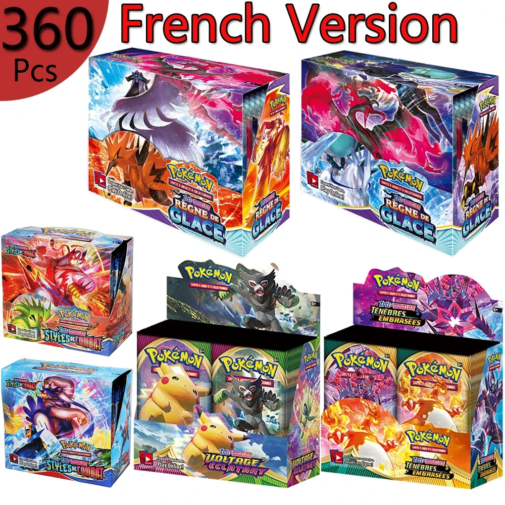 Cartas DE Pokemon versi&oacute;n francesa, modelos DE combate Booster, colecci&oacute;n DE cartas DE juego, Francaise chiffing reborn, 360/324 Uds.-0