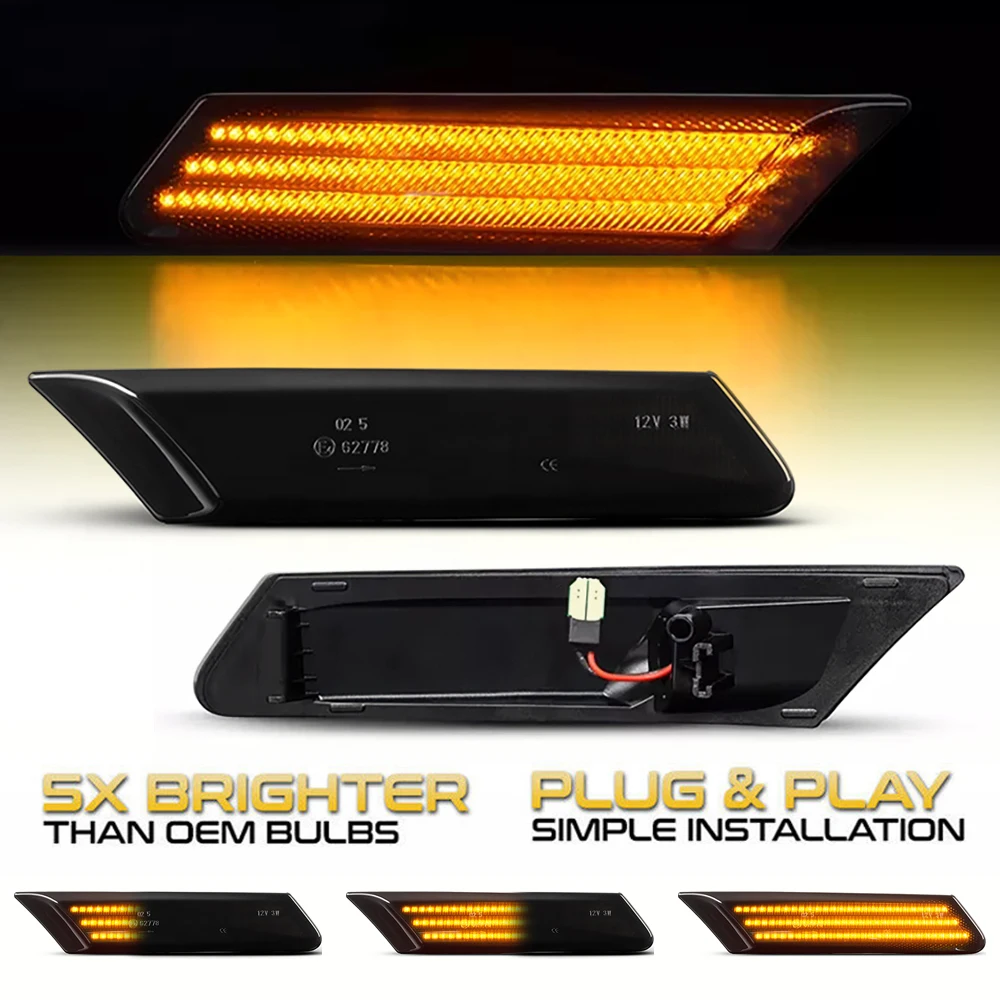 

2Pcs Dynamic LED Side Marker Light Arrow Turn Signal Blinker Indicator Lamp For Porsche Boxster 987 Cayman 911 997 Carrera Turbo