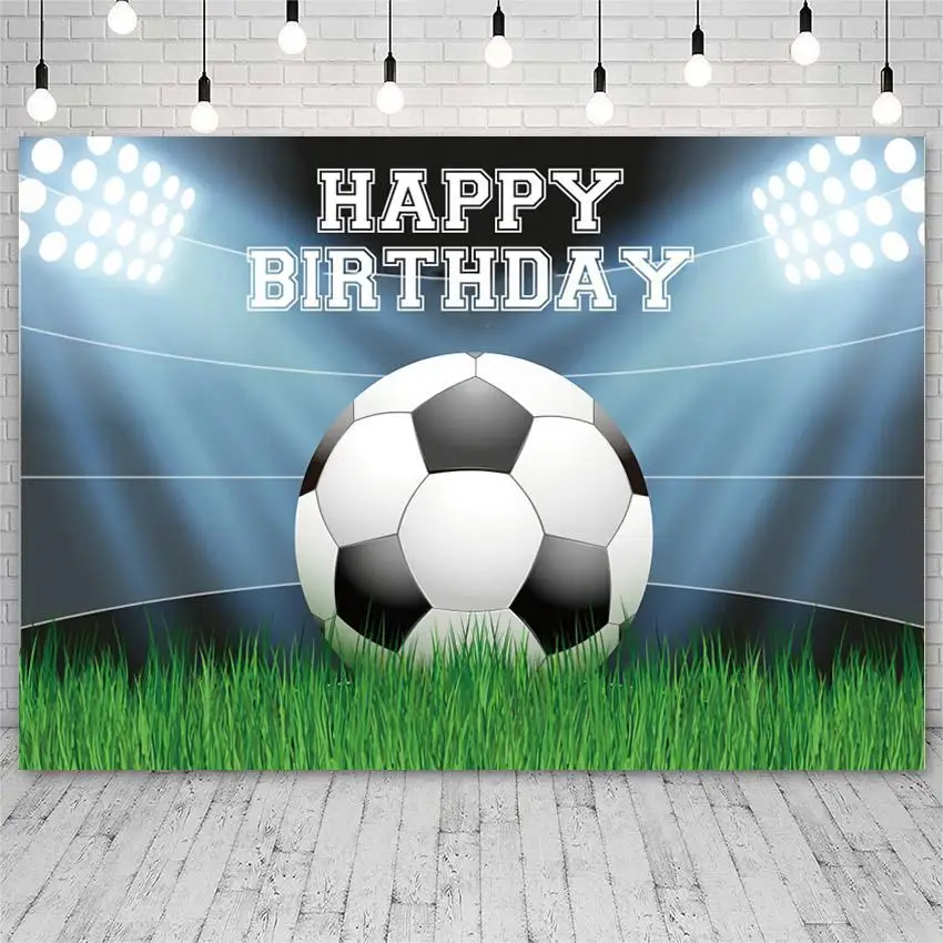 

Football Field Grassland Stadium Boy Birthday Backdrops Bright Spotlight Kids Sports Theme Party Photo Background