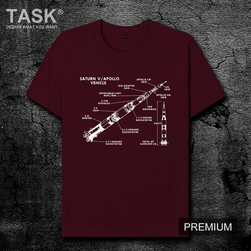 

Aerospace American Saturn V carrier rocket Nongshen creative short-sleeved T-shirt male space fan clothes summer casual top 22