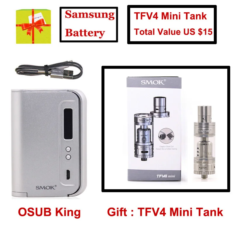 Оригинальный SMOK OSUB King 220 Вт TC VW коробка мод подарок TFV4 Мини Танк 2 шт. 18650 батарея