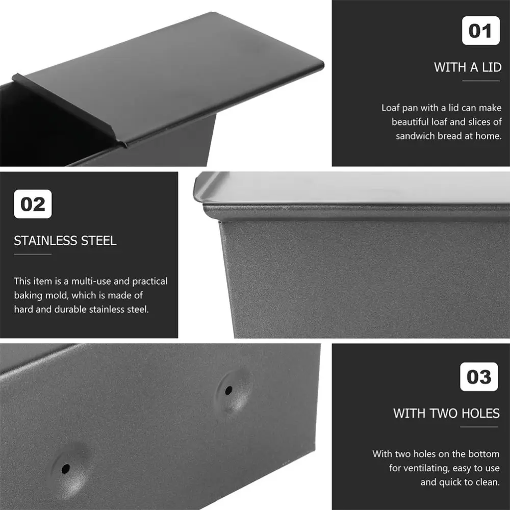 

2Pcs Loaf Pan with Cover Non Stick Bread Baking Molds Toast Molds Bakeware