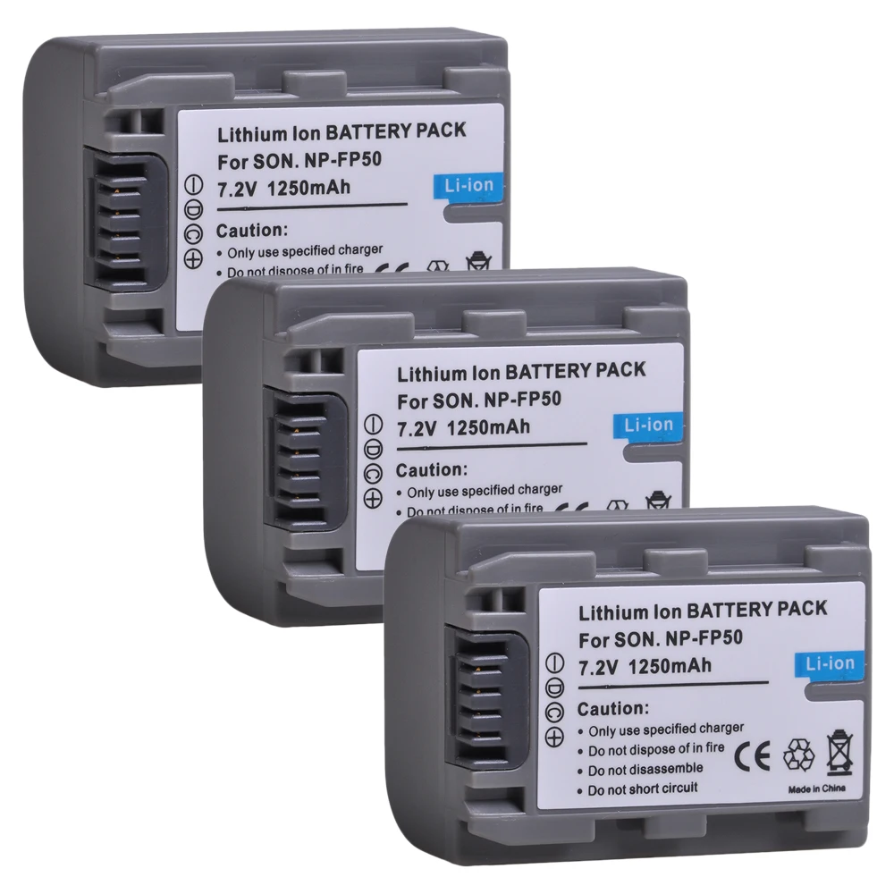 

AsperX 3x 1250mAh NP FP50 NP-FP50 Camera Bateria Li-ion Battery for Sony DCR-DVD103 DVD105 DCR-HC3 HC16 HC40 DCR-SR30 SR40 SR100